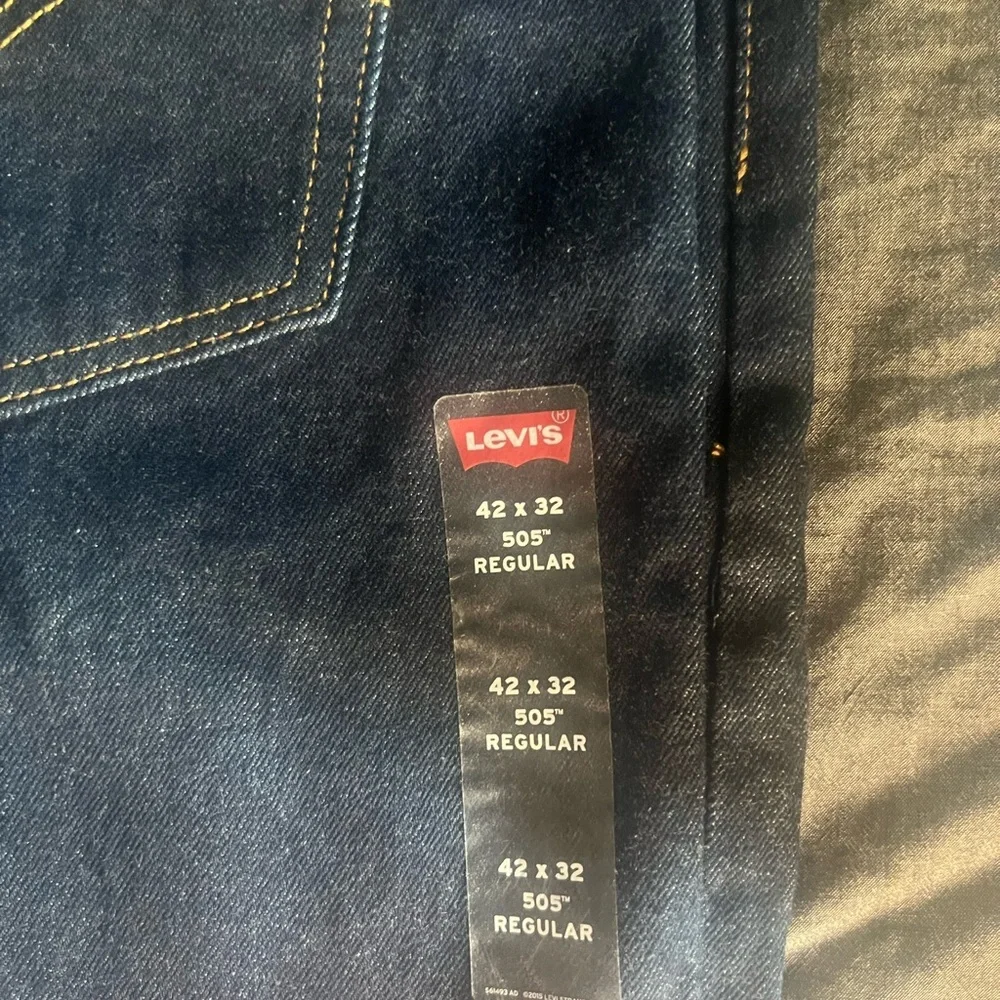 NEW Levi's Straight denim Dark Blue 505 regular 42 32 cowboy western travel chic - Picture 9 of 12